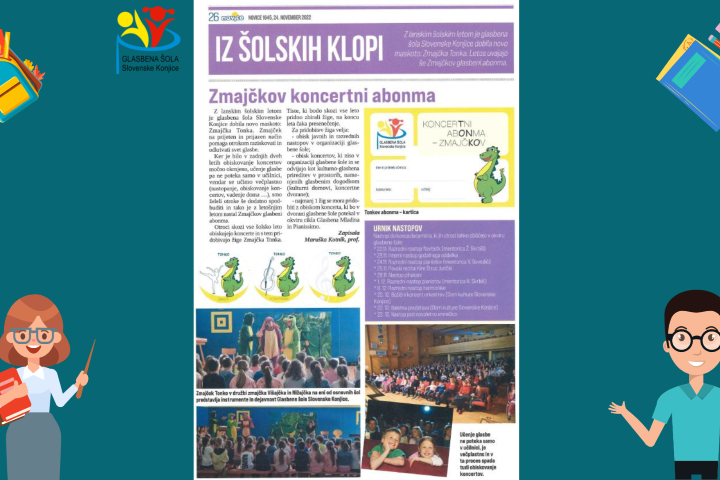 Članek v Novicah "Iz šolskih klopi"