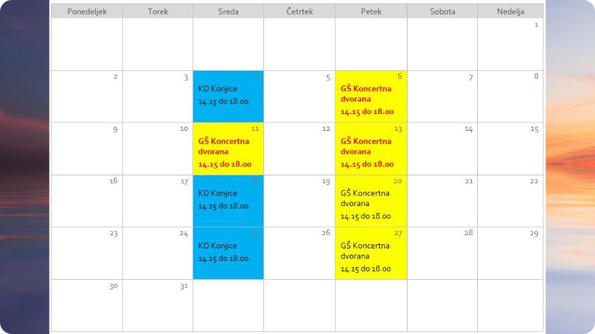 Sprememba pouka plesnega oddelka