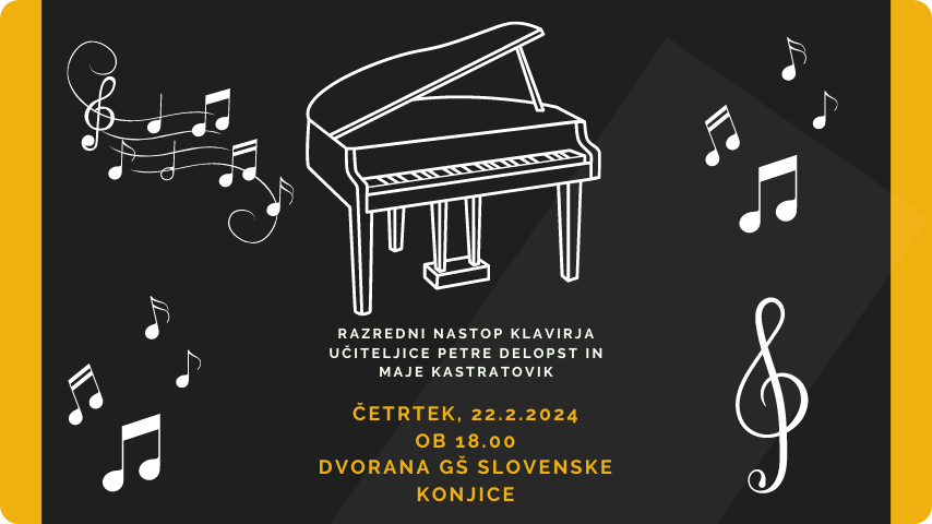 Razredni nastop klavirja učiteljice Petre Delopst in Maje Kastratovik