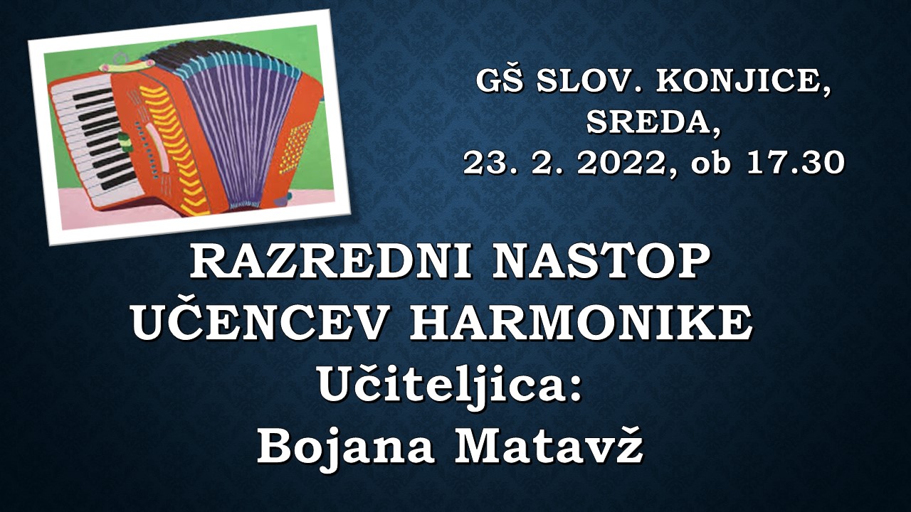Razredni nastop učencev harmonike