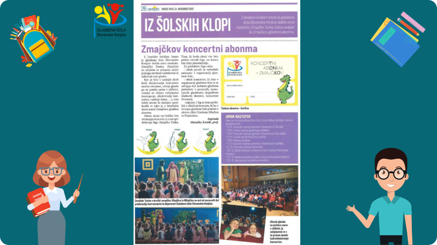 Članek v Novicah &quot;Iz šolskih klopi&quot;