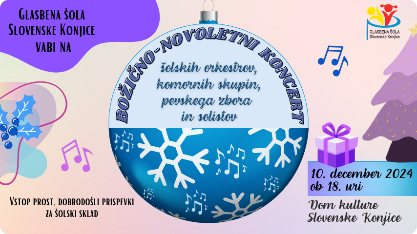 Božično-novoletni koncert šolskih orkestrov, komornih skupin, pevskega zbora in solistov