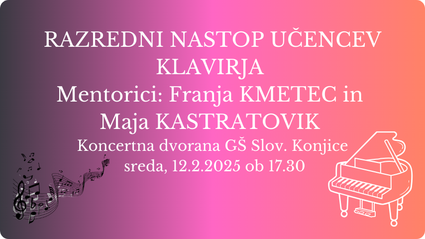 Razredni nastop učencev klavirja