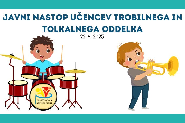 Javni nastop učencev trobilnega in tolkalnega oddelka