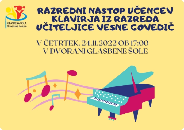 Razredni nastop učencev klavirja