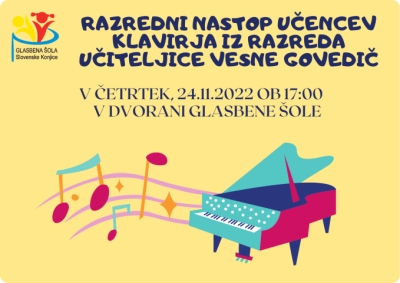 Razredni nastop učencev klavirja